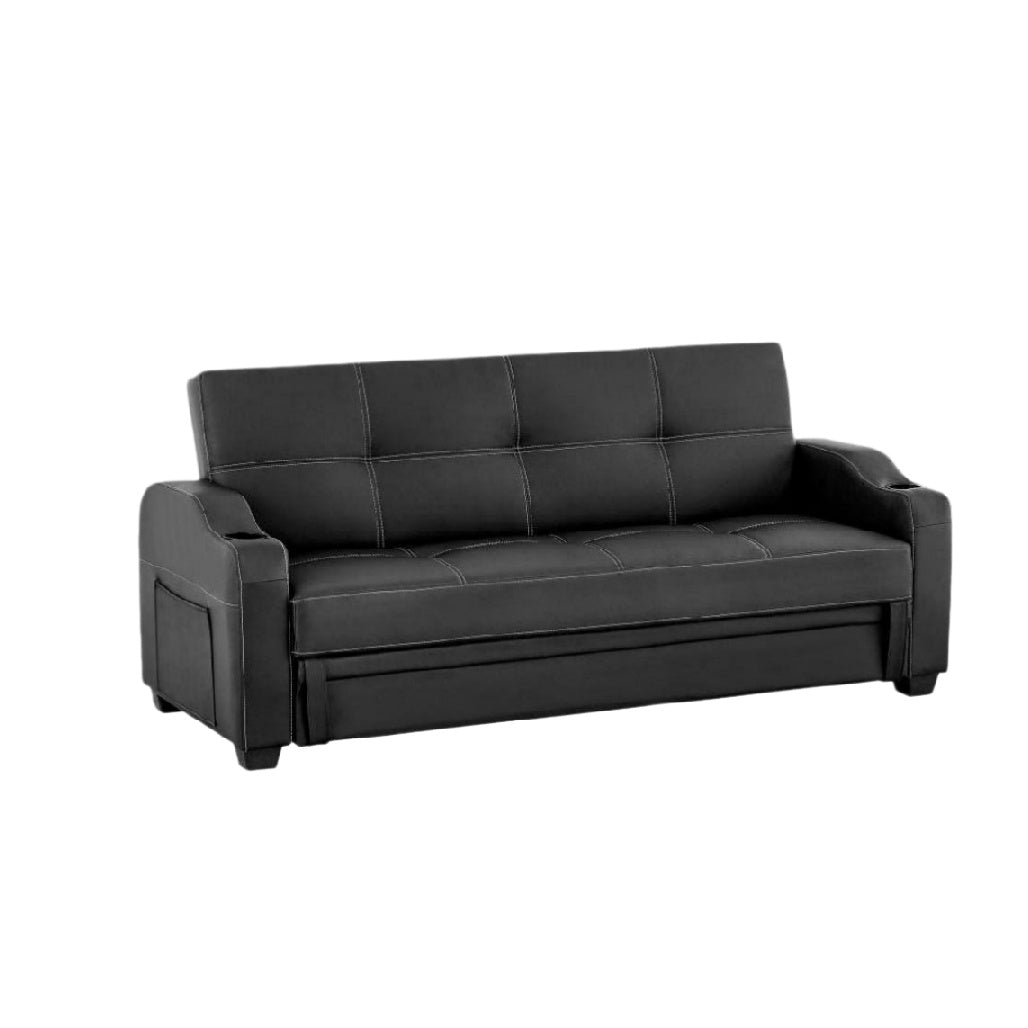 Canapé convertible pour salon en cuir synthétique - 180 x 85 x 75